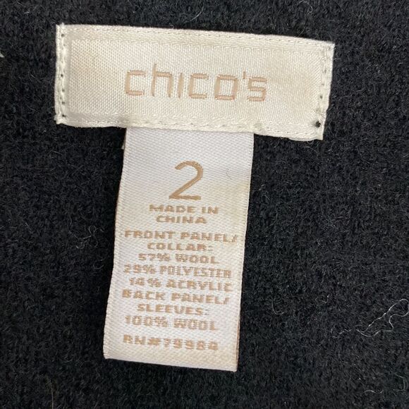 Chico’s Wool Blend Black & Gray Front Pockets Button Front Jacket Size L - Picture 6 of 9